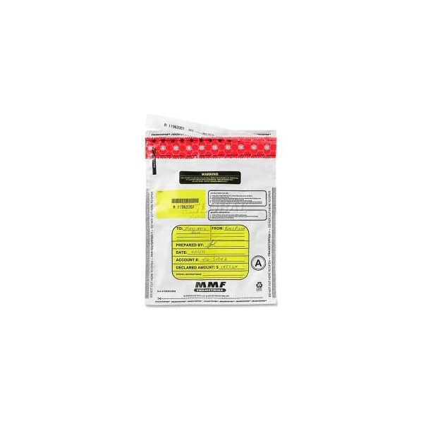 Global Equipment MMF FRAUDSTOPPER Tamper-Evident Deposit Bag 2362011N06 - 12"W x 16"H White, Price per 100 Bags/Box 2362011N06 - main